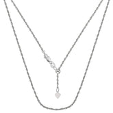 Sterling Silver Rhodium Plated Sliding Adjustable Rope Chain Necklace, 22" fine designer jewelry for men and women